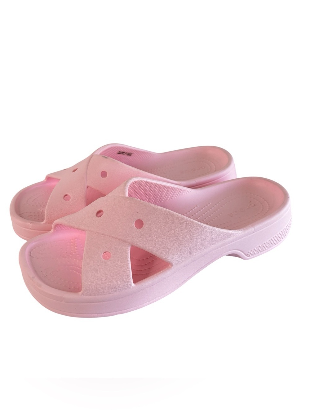 Crocs Classic Cross Strap Sandal Slides Size 10 Chunky Comfort Pastel Pink